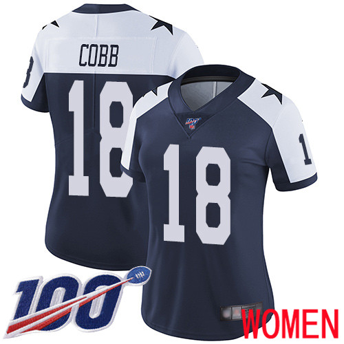 Women Dallas Cowboys Limited Navy Blue Randall Cobb Alternate 18 100th Season Vapor Untouchable Throwback NFL Jersey